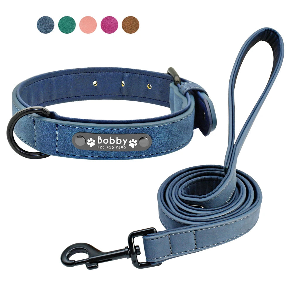 Custom Leather Dog Collar Set