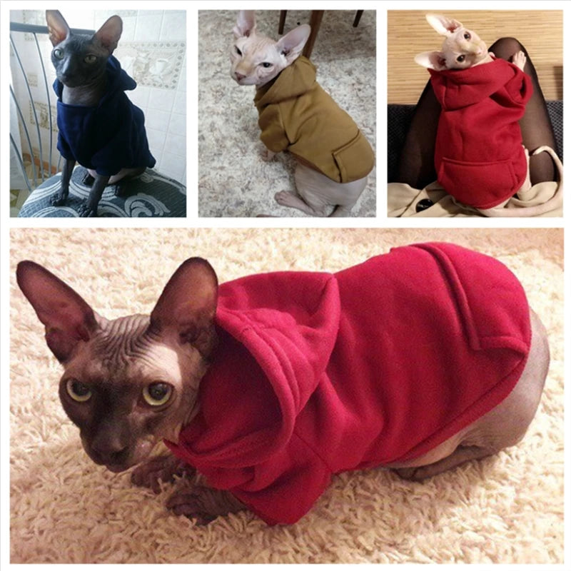 Warm Cat Hoodie Coat – Autumn & Winter Pet Clothing for Cats & Small Dogs