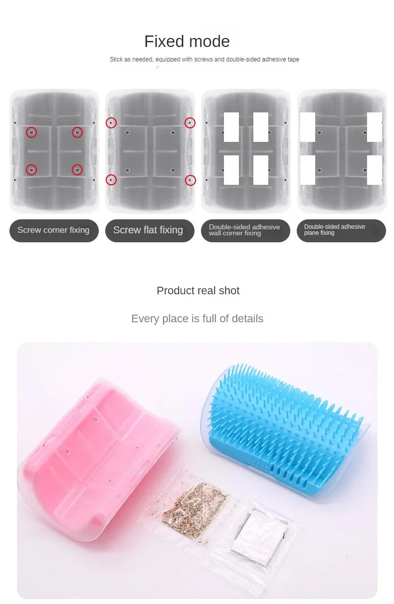 Cat Corner Wall Self-Grooming Brush – Scratch & Massage Scraper