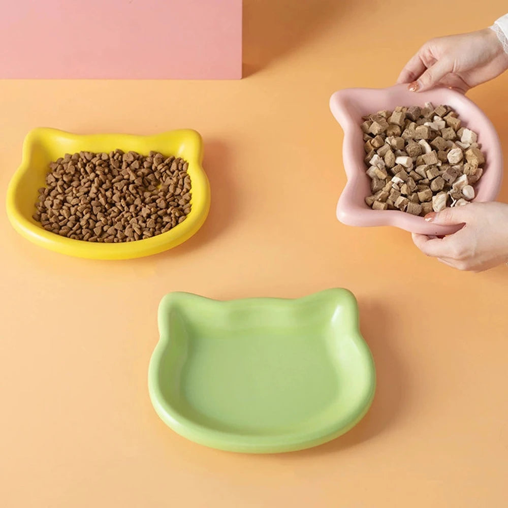 Cat-Shaped Pastel Pet Bowl