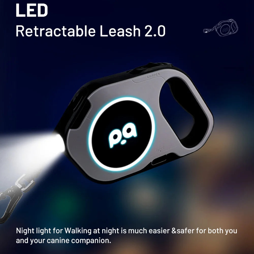 Retractable Dog Leash 5M — LED & Quick Release