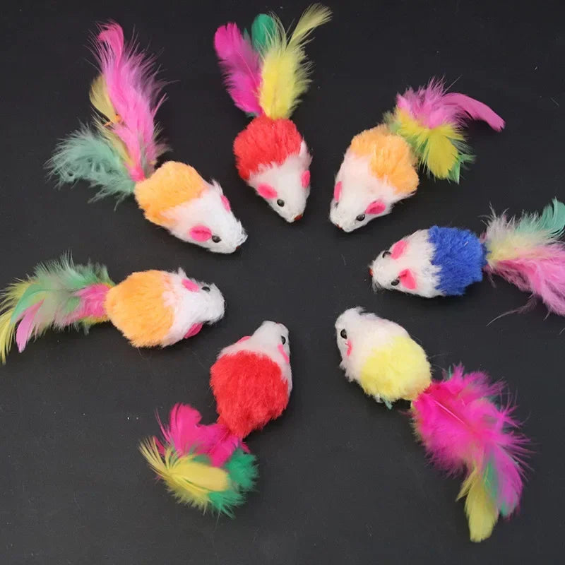 Furry Mouse Cat Toys – Multicolour Pack