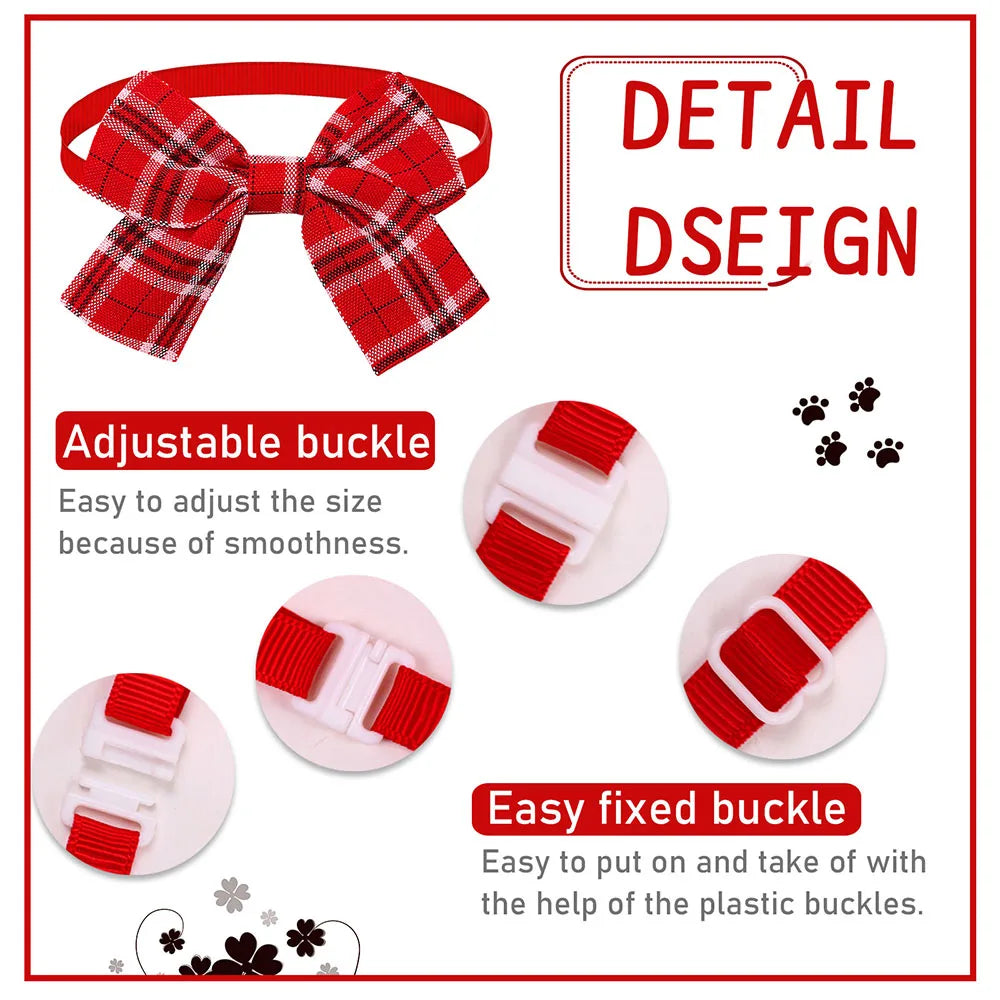 Classic Plaid Dog Bow Ties — Pack of 10