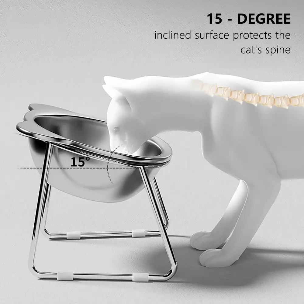 Tilted Raised Cat Food Bowl