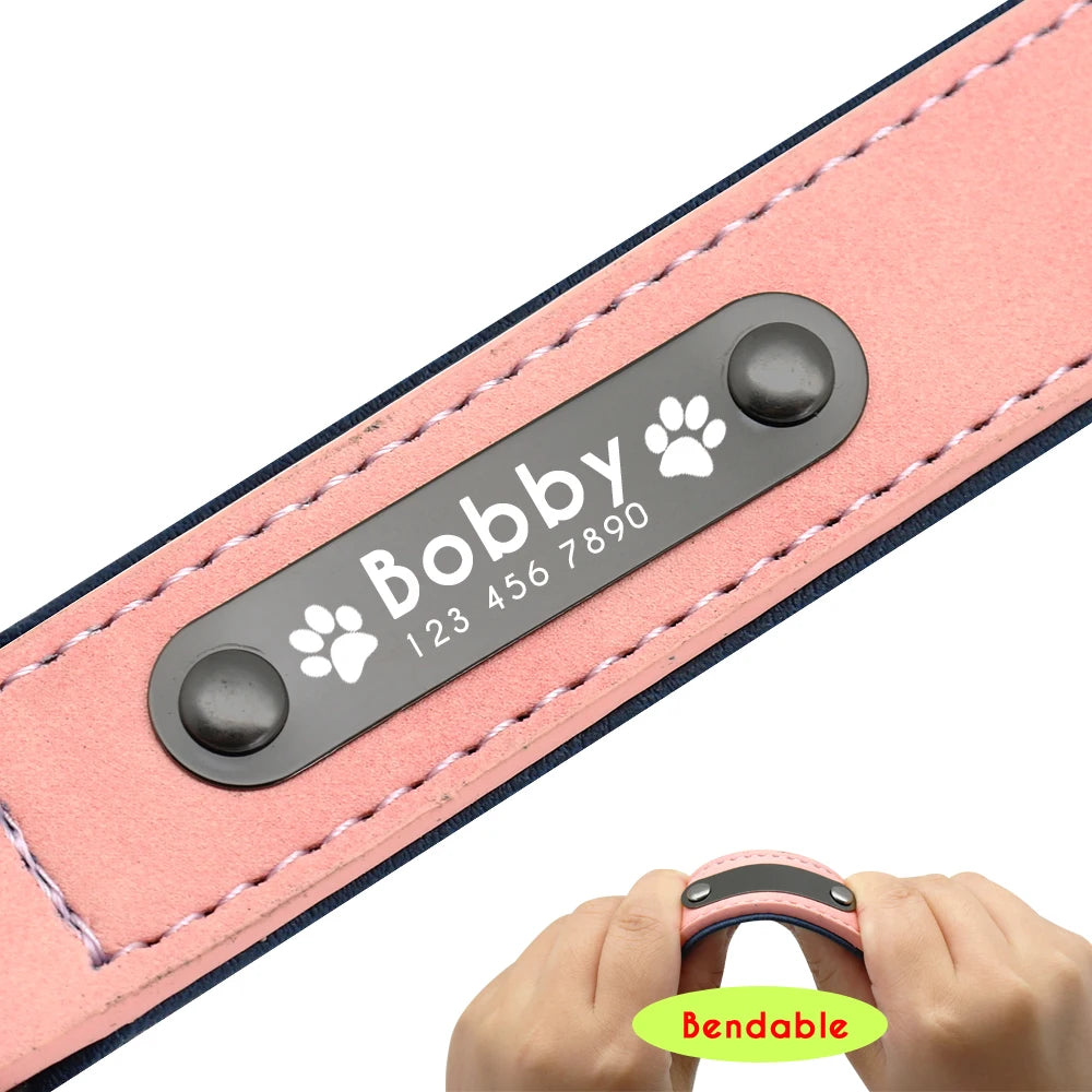 Genuine Leather Dog Collar & Leash Set