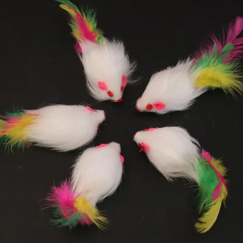 Furry Mouse Cat Toys – Multicolour Pack