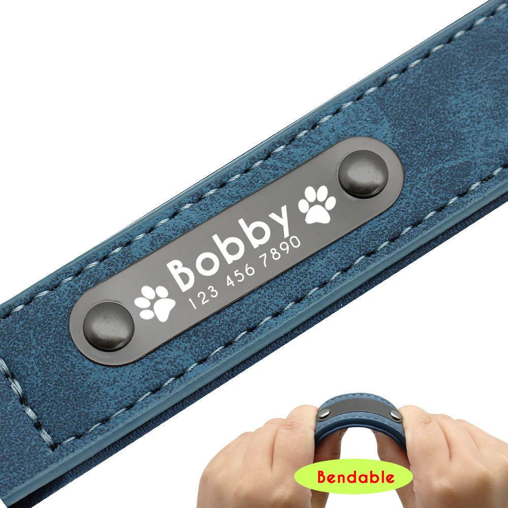 Genuine Leather Dog Collar & Leash Set