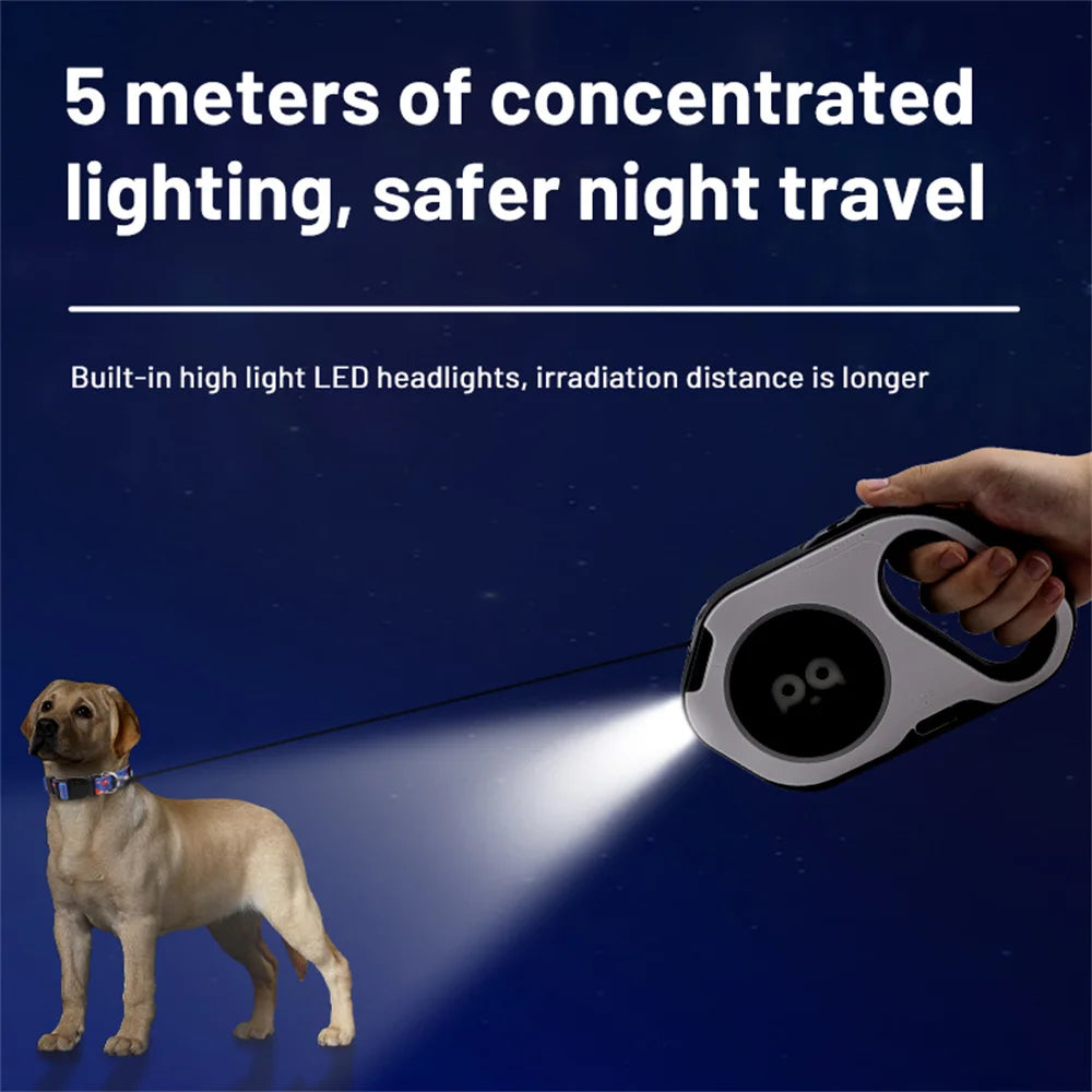 Retractable Dog Leash 5M — LED & Quick Release