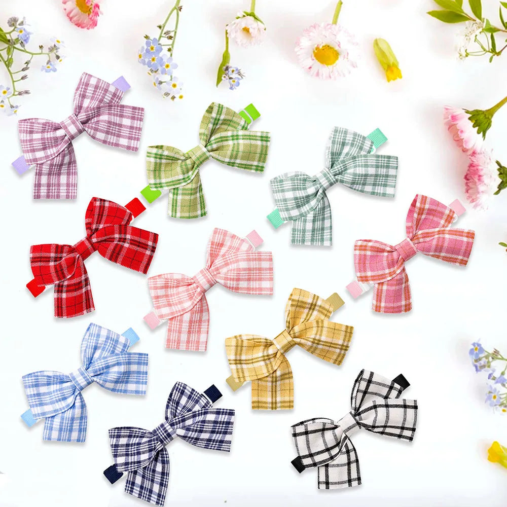 Classic Plaid Dog Bow Ties — Pack of 10