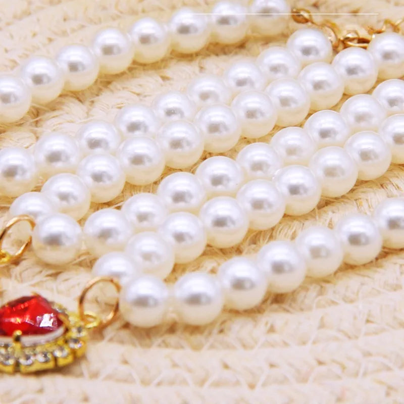Pearl Crystal Cat Collar Necklace