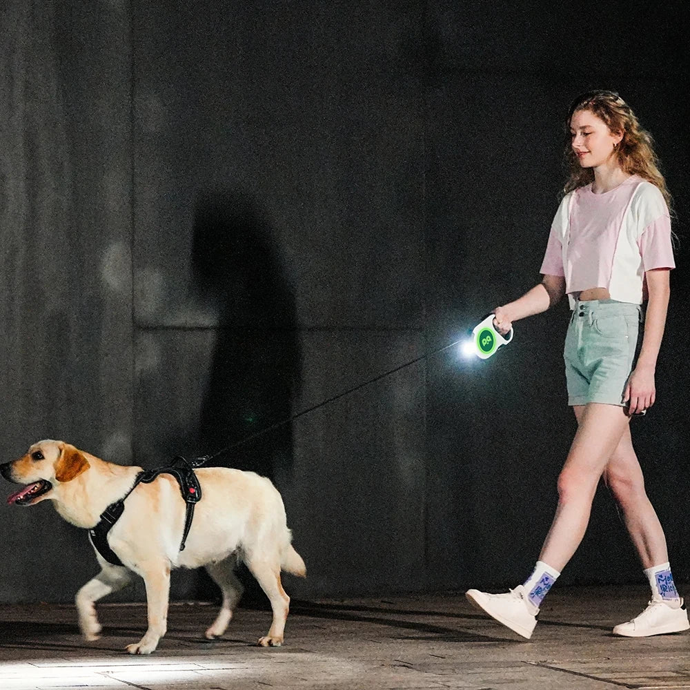 Retractable Dog Leash 5M — LED & Quick Release