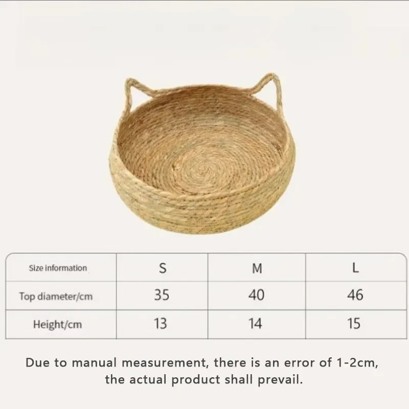 Rattan Woven Cat Nest — Handmade with Cushion