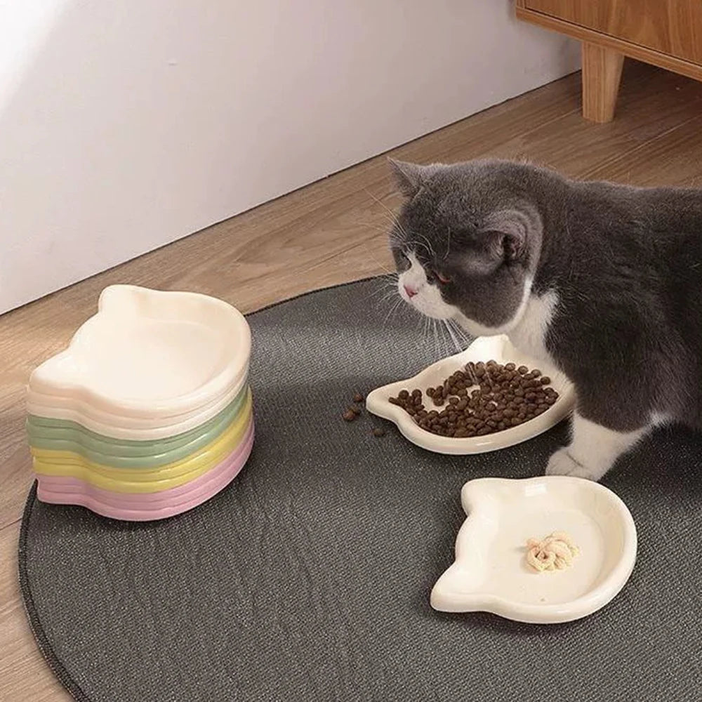 Cat-Shaped Pastel Pet Bowl