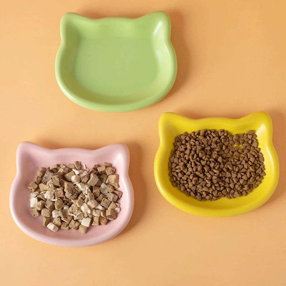 Cat-Shaped Pastel Pet Bowl