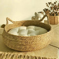 Rattan Woven Cat Nest — Handmade with Cushion
