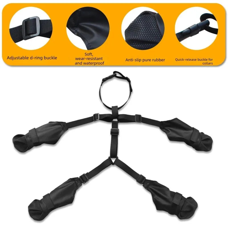 Waterproof Dog Boots — Silicone Paw Protection | Black & Yellow | Sizes M–XL