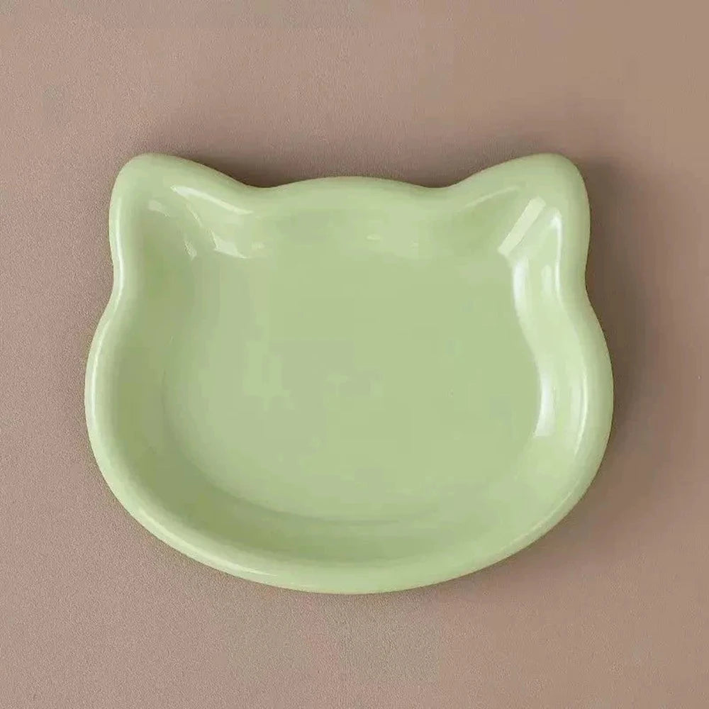 Cat-Shaped Pastel Pet Bowl