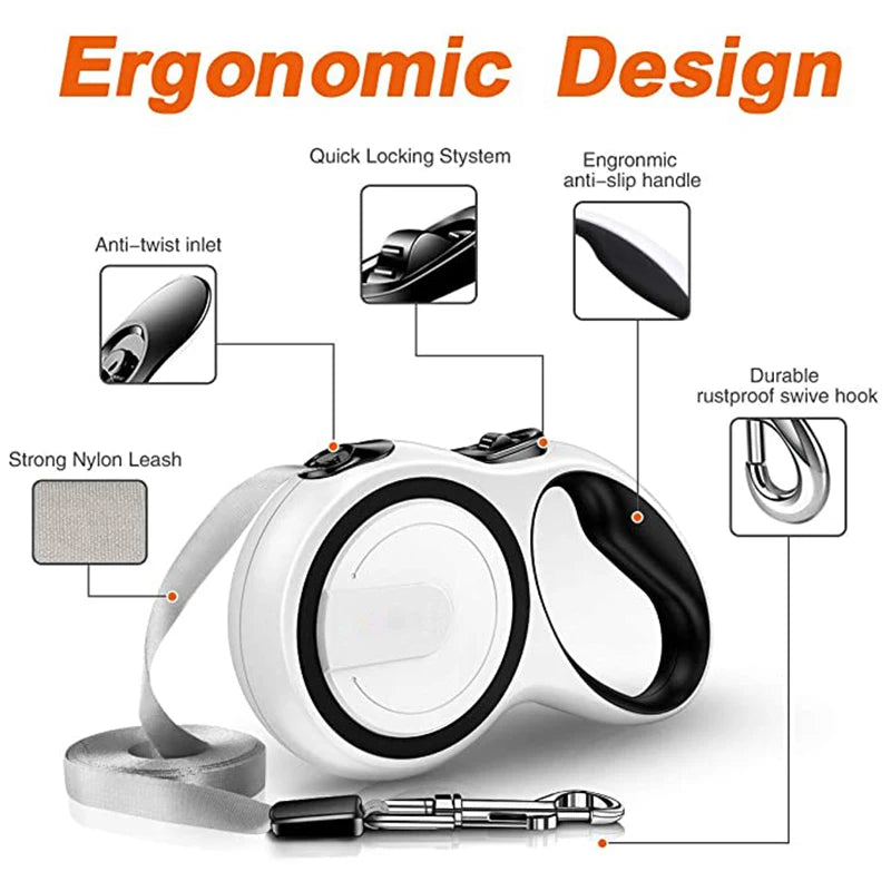 Extending Nylon Retractable Dog Leash 3/5/8M