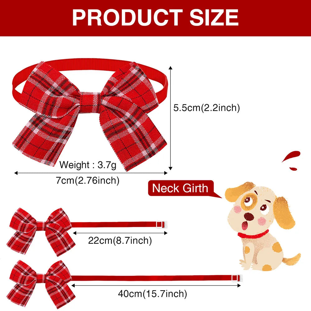 Classic Plaid Dog Bow Ties — Pack of 10