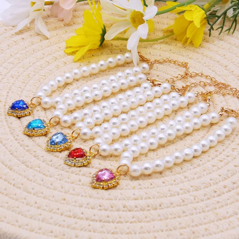 Pearl Crystal Cat Collar Necklace