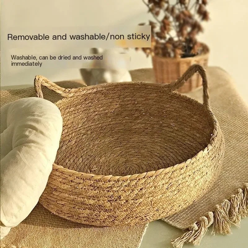 Vine Woven Cat Nest — Handmade with Cushion (Large)