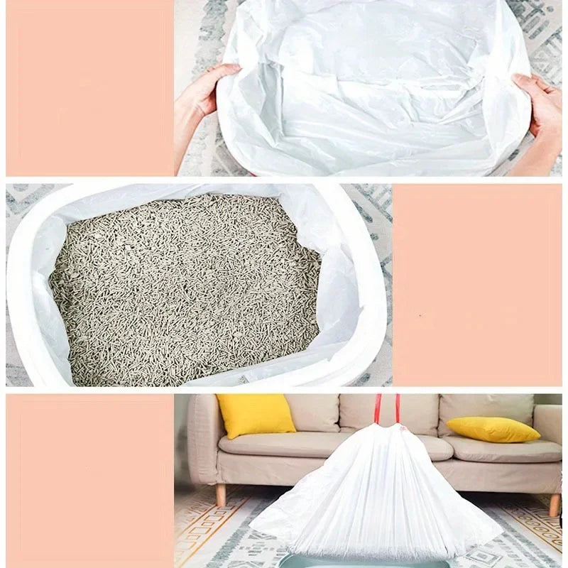 Cat Litter Box Liner Bags with Drawstring