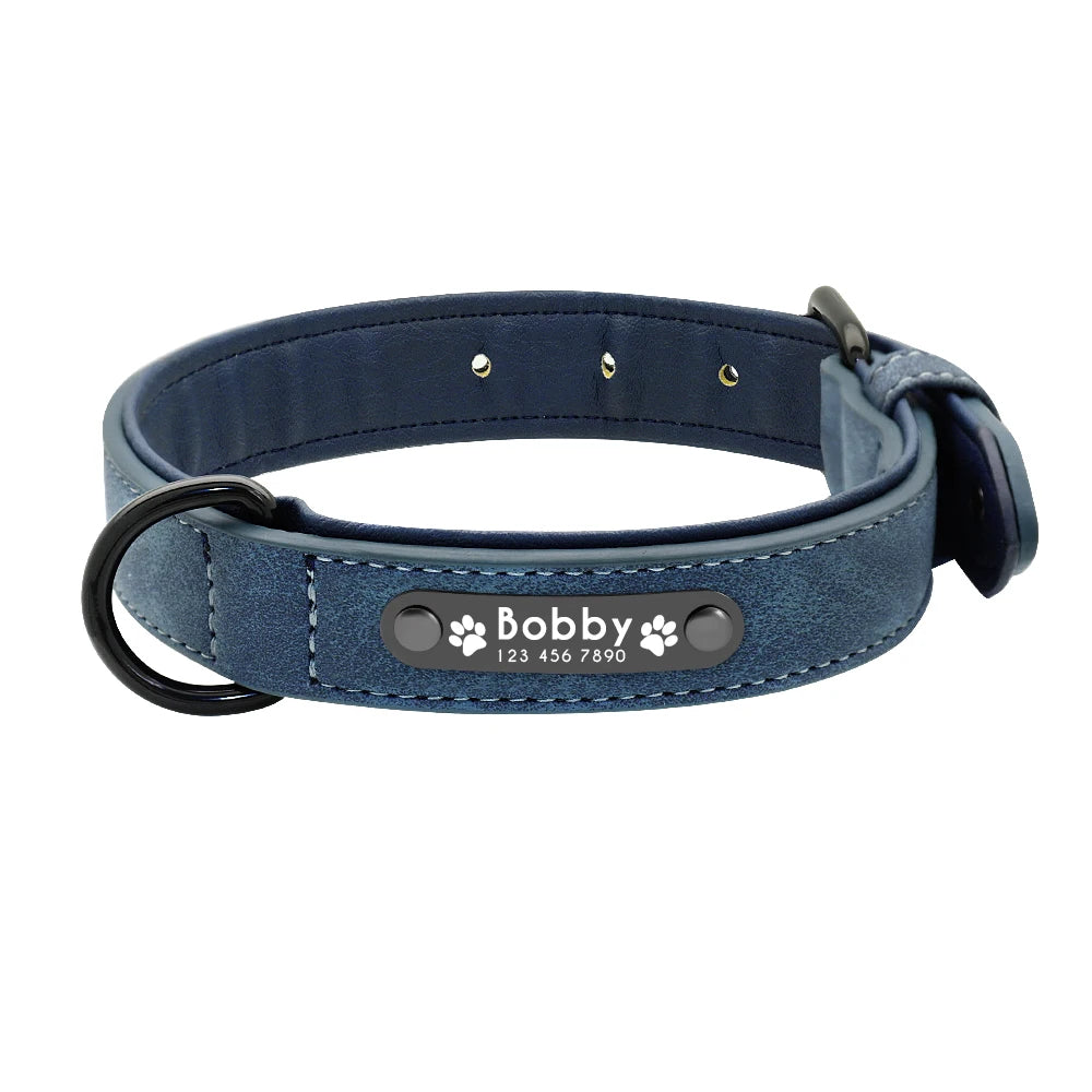 Genuine Leather Dog Collar & Leash Set