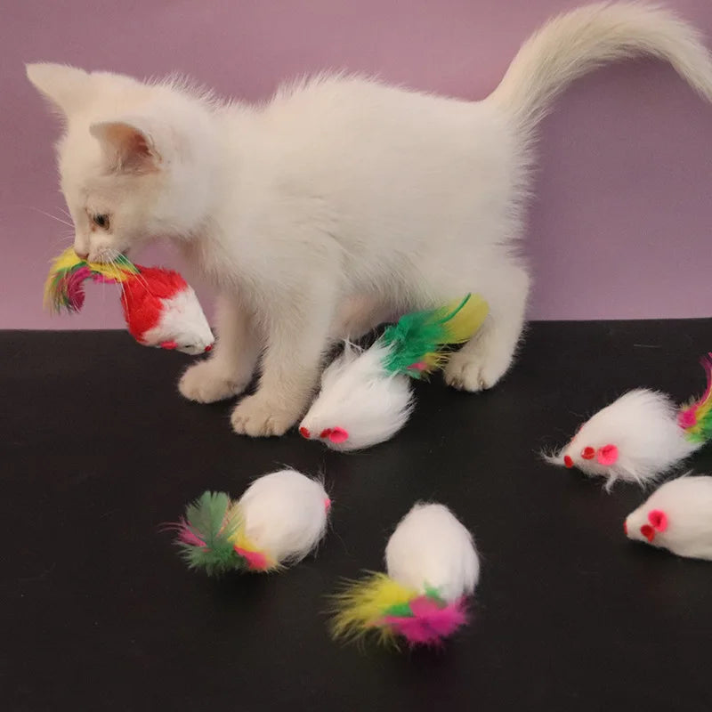 Furry Mouse Cat Toys – Multicolour Pack