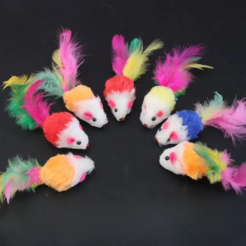 Furry Mouse Cat Toys – Multicolour Pack