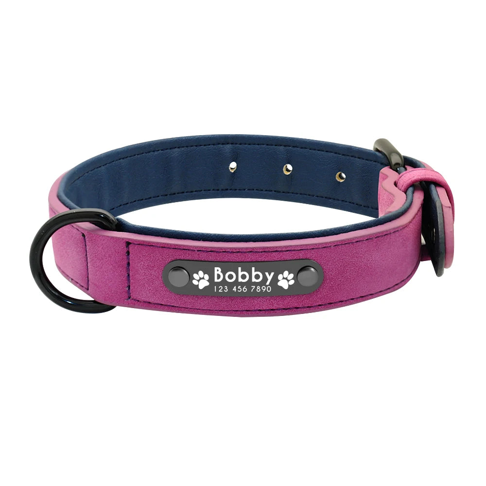 Genuine Leather Dog Collar & Leash Set