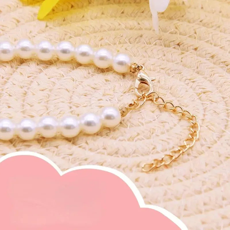 Pearl Crystal Cat Collar Necklace