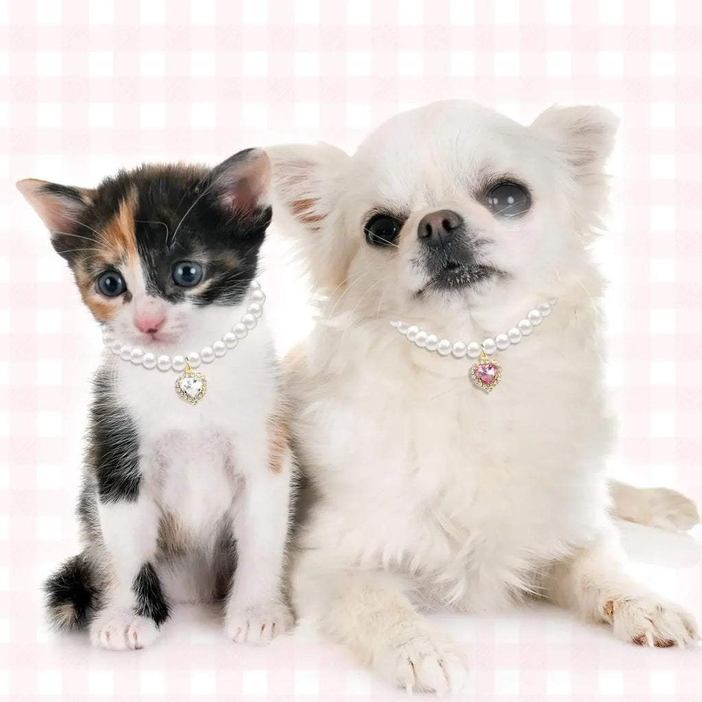 Pearl Crystal Cat Collar Necklace
