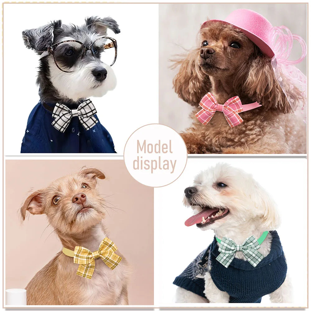 Classic Plaid Dog Bow Ties — Pack of 10