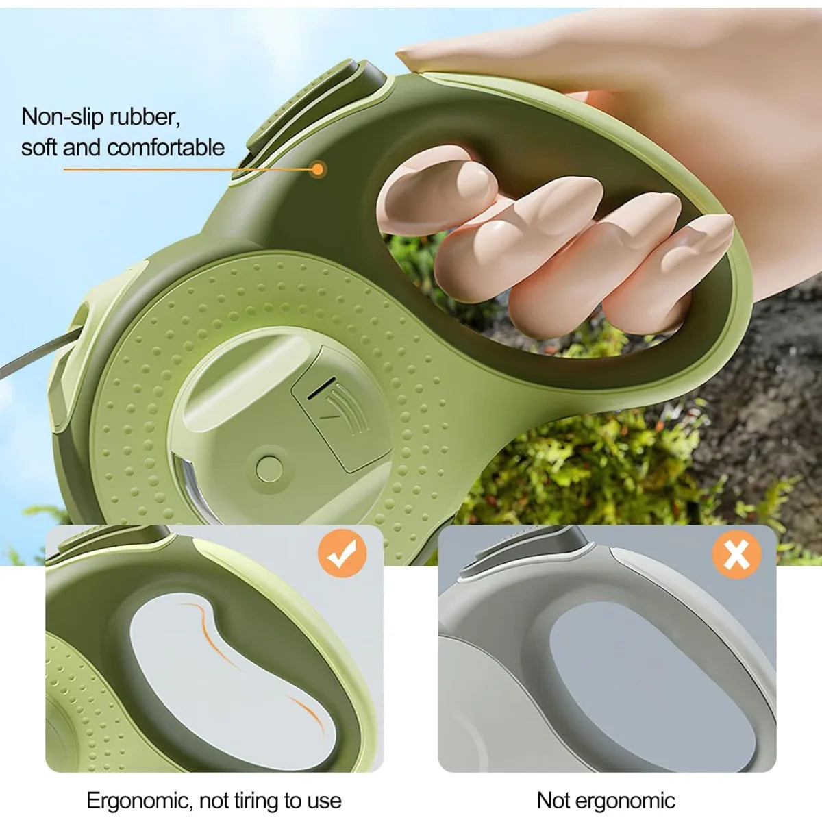 Retractable Dog Leash with LED Lights — 360° Swivel