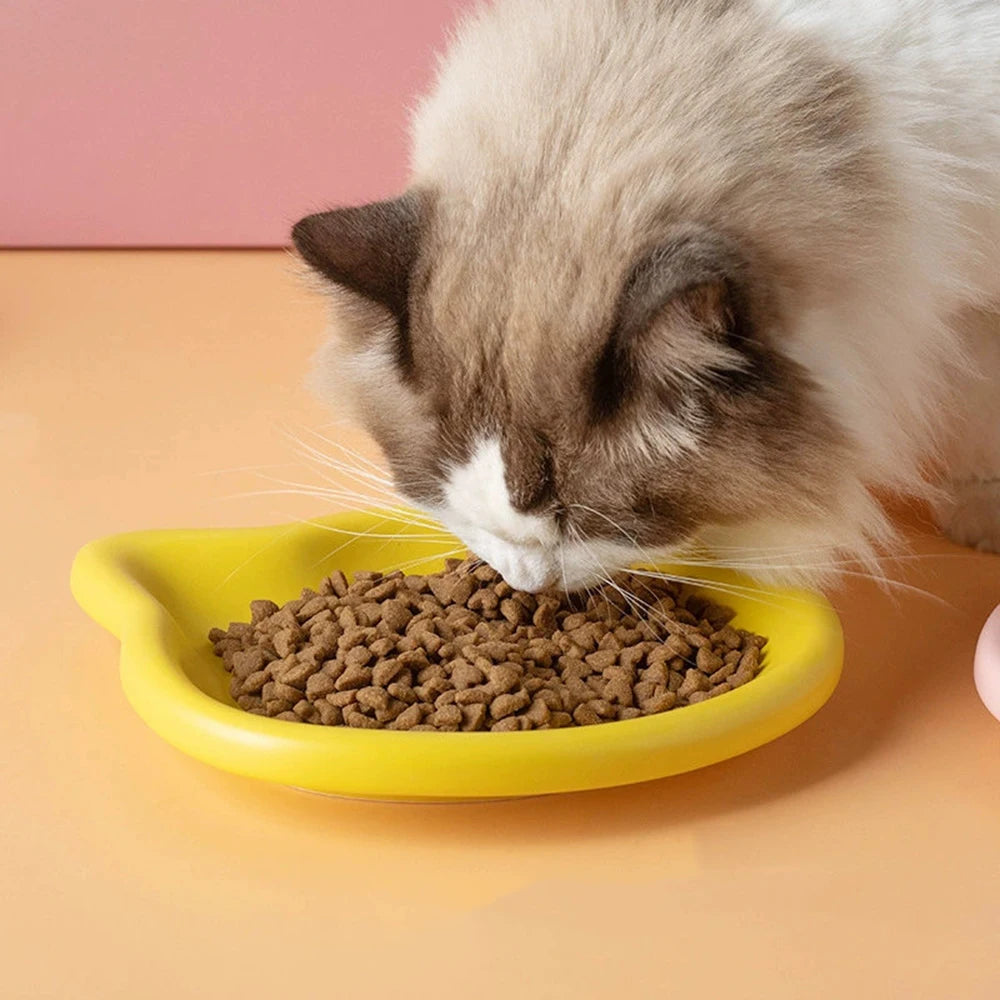 Cat-Shaped Pastel Pet Bowl