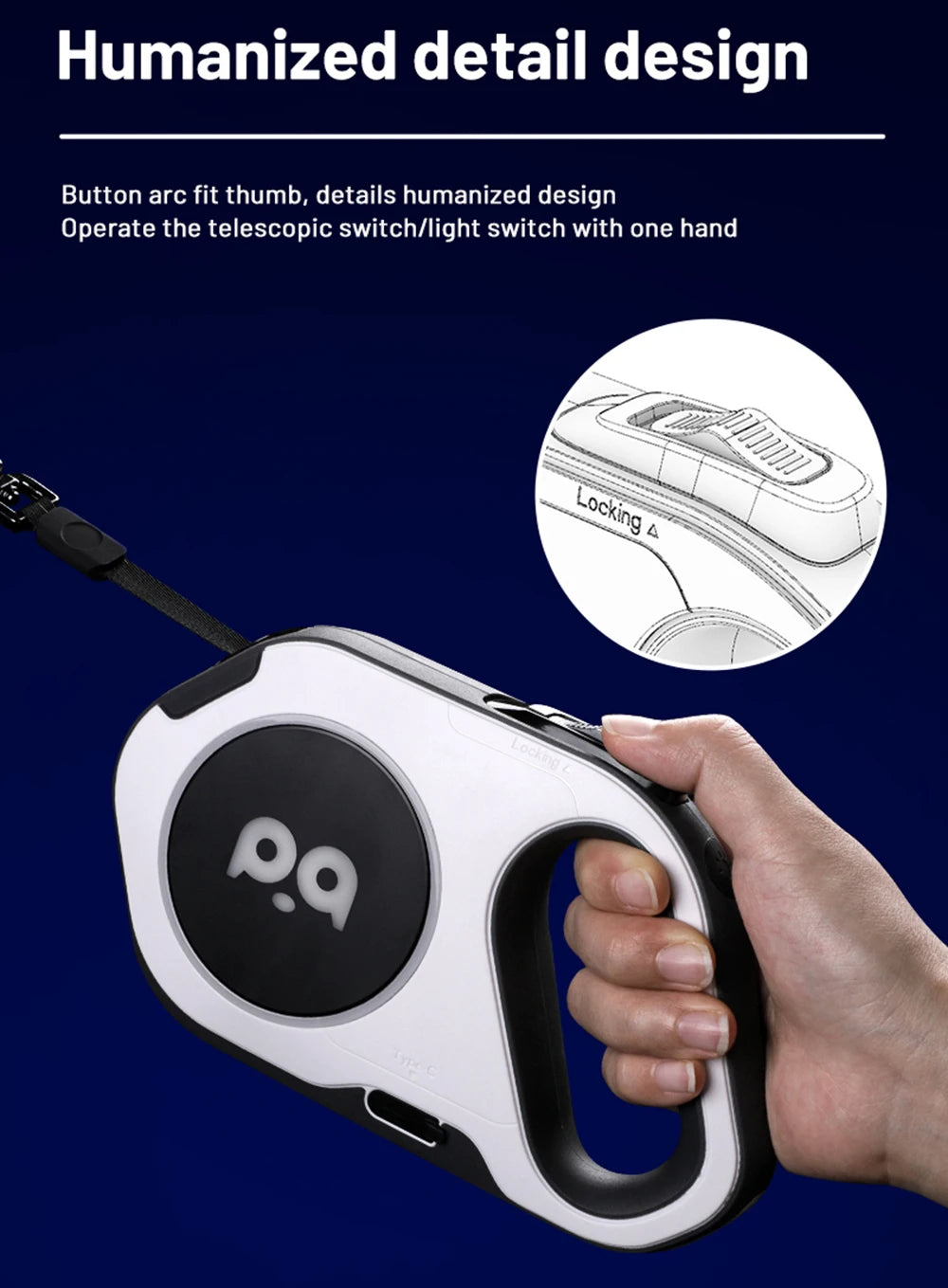 Retractable Dog Leash 5M — LED & Quick Release