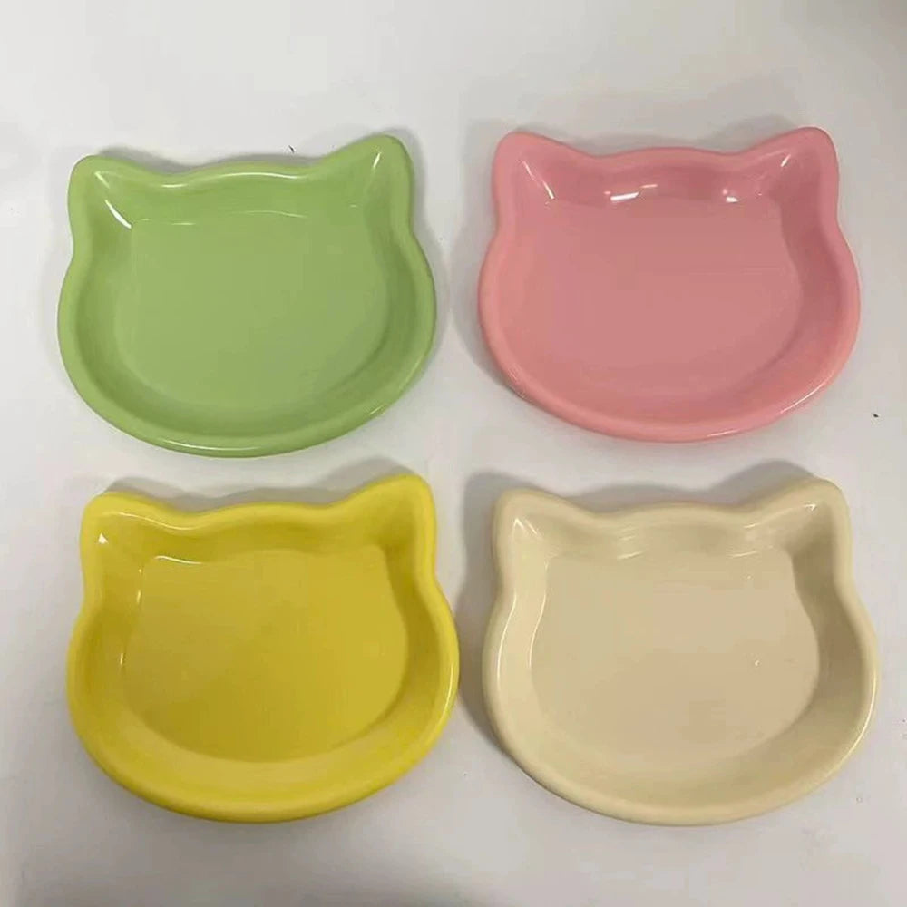 Cat-Shaped Pastel Pet Bowl