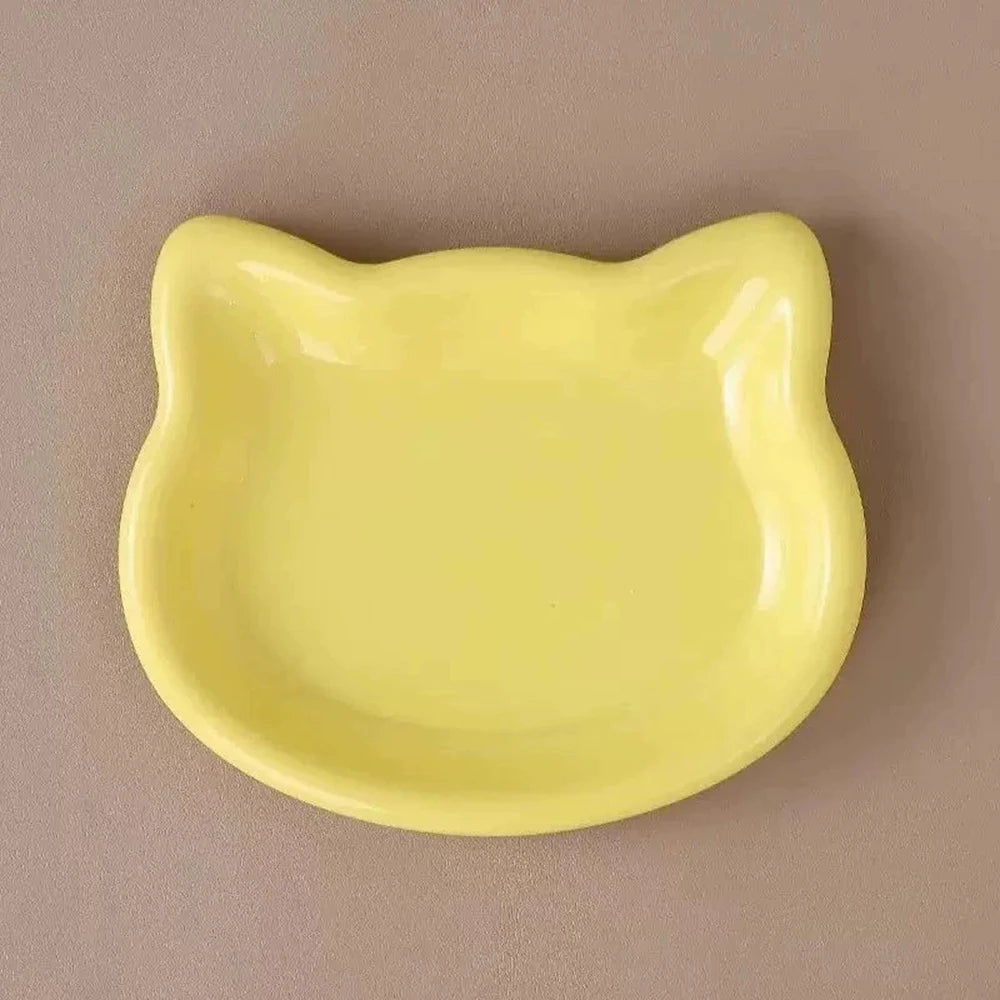 Cat-Shaped Pastel Pet Bowl