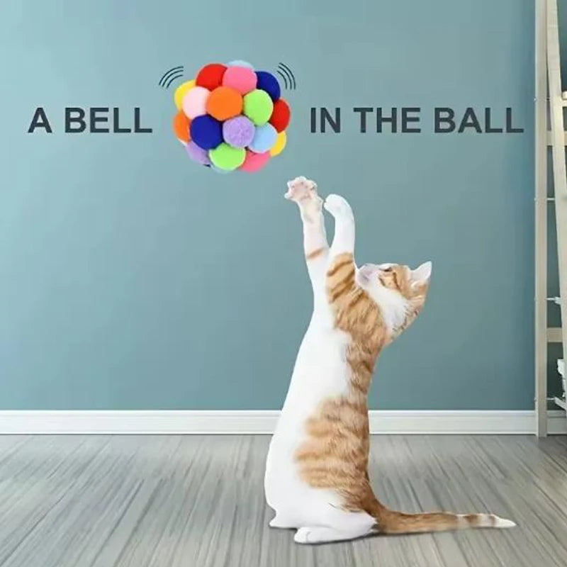 Cat Plush Bouncy Bell Ball Toy