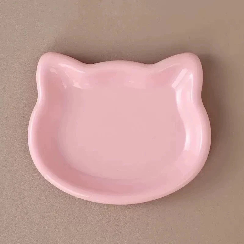 Cat-Shaped Pastel Pet Bowl