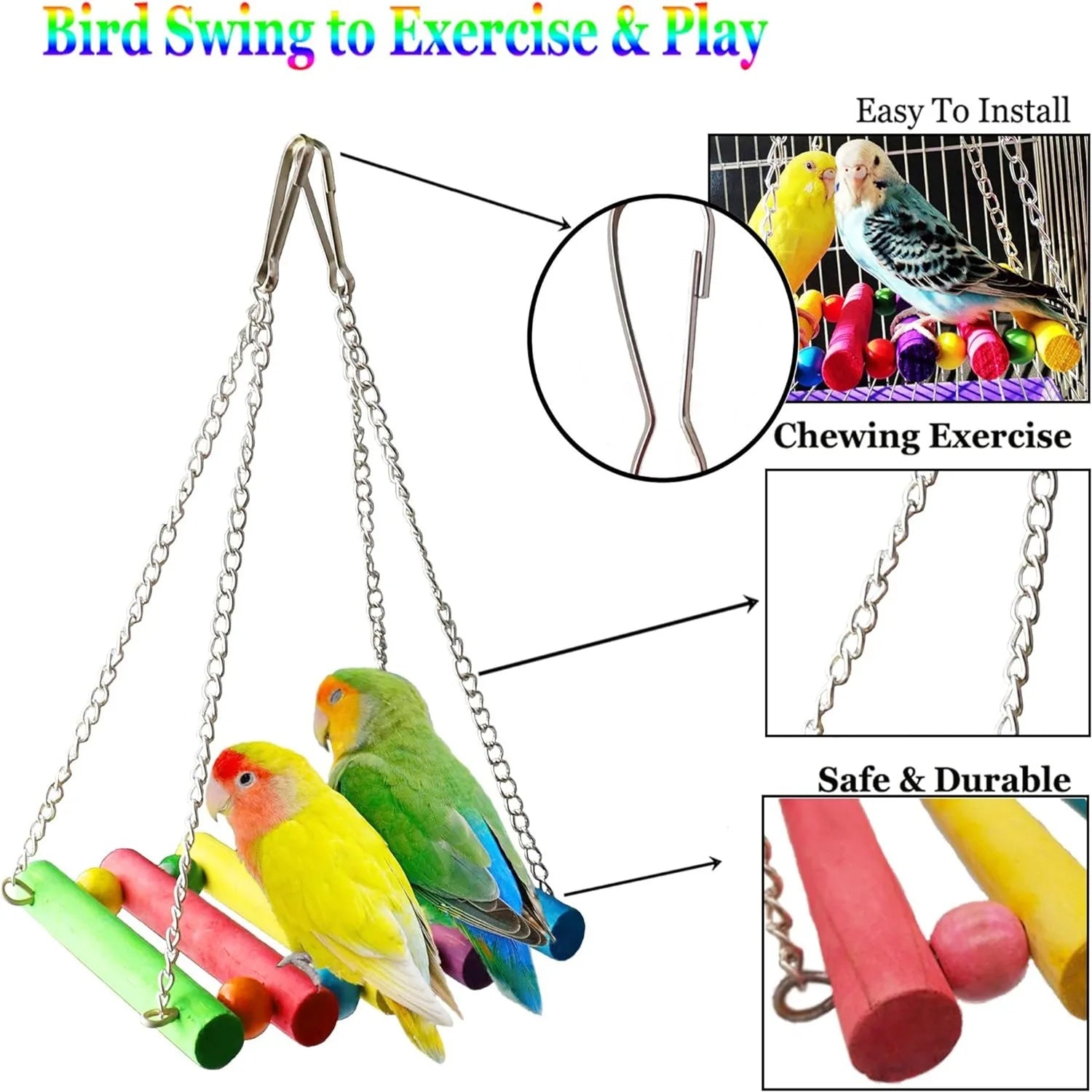 Bird and Parrot Toys Swing Mirror & Accessories