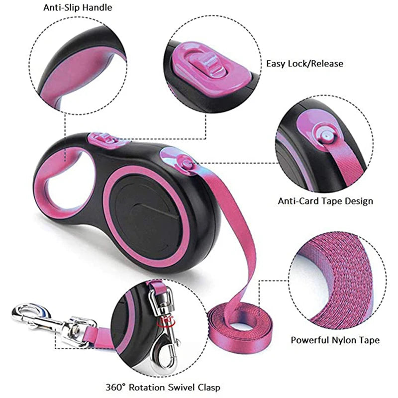 Extending Nylon Retractable Dog Leash 3/5/8M
