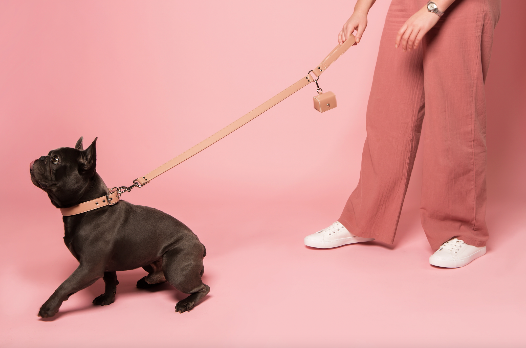 Blush pink apple leather lead
