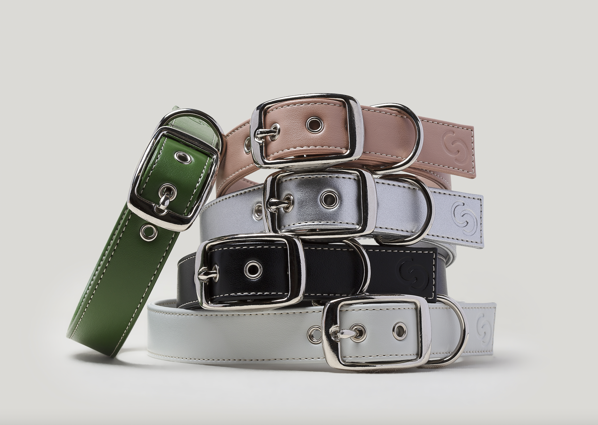 Forest green vegan apple leather dog collar
