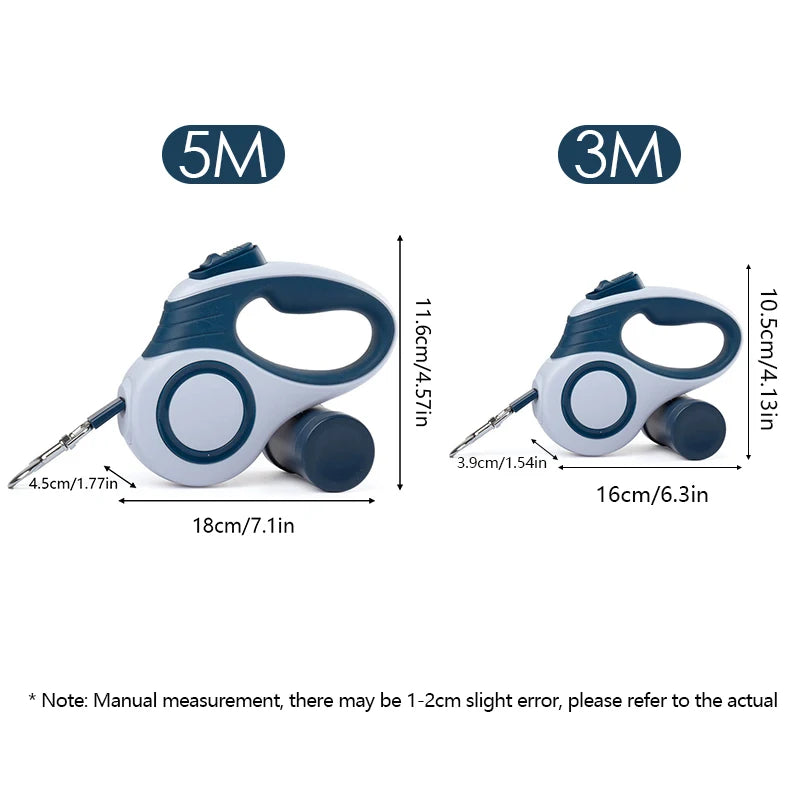Retractable Dog Leash with Waste Bag Dispenser — 3M & 5M