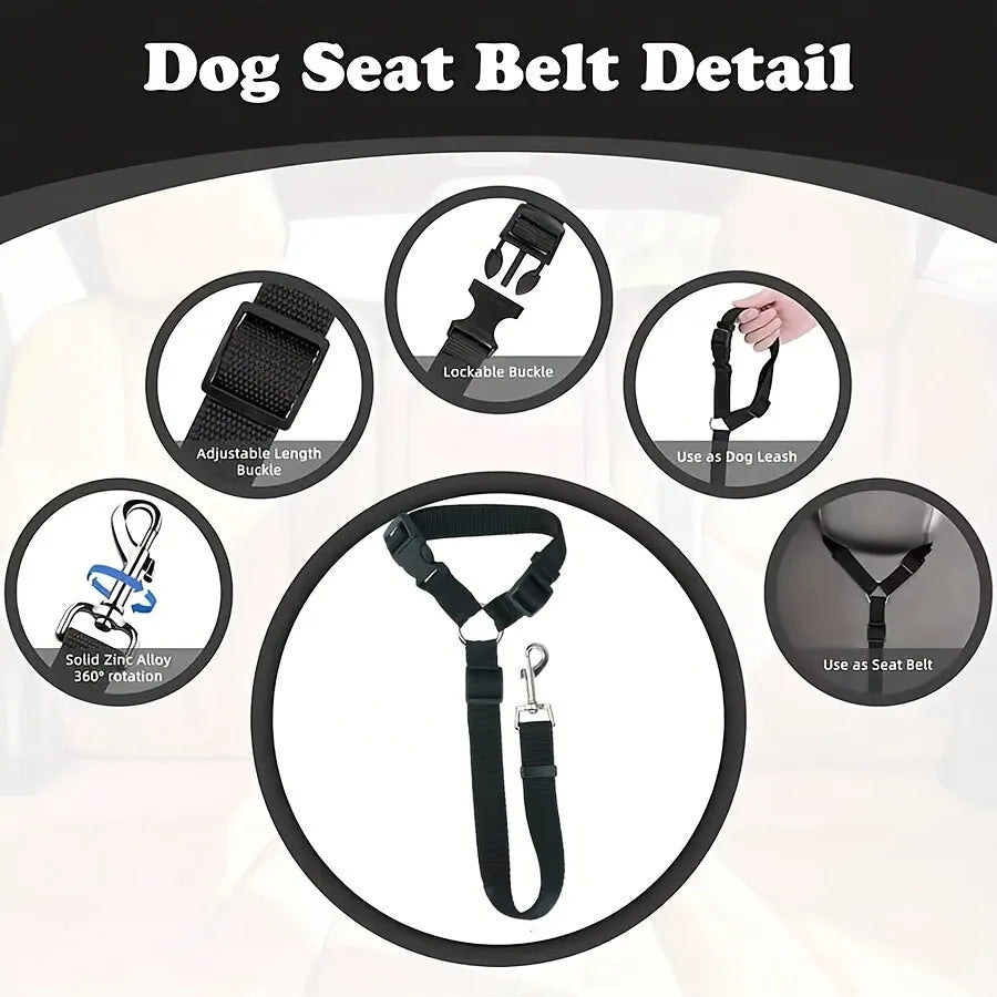 Adjustable Pet Car Seat Belt — Dog & Cat Safety Restraint