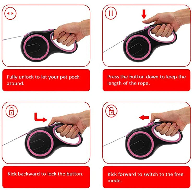Extending Nylon Retractable Dog Leash 3/5/8M