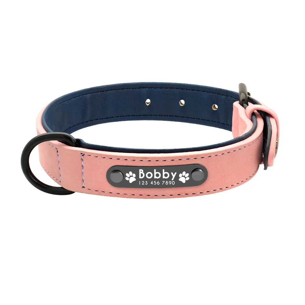 Genuine Leather Dog Collar & Leash Set